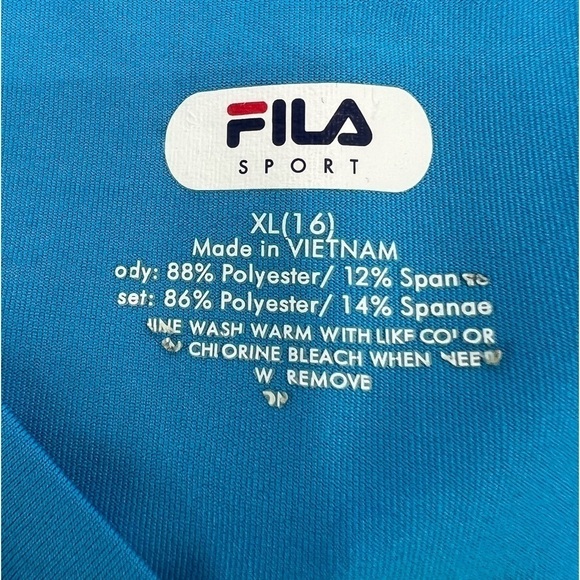 Fila Sport Blue V-Neck Short Sleeve Dri Fit T-Shirt Size XL (16) Girl's - Picture 2 of 5